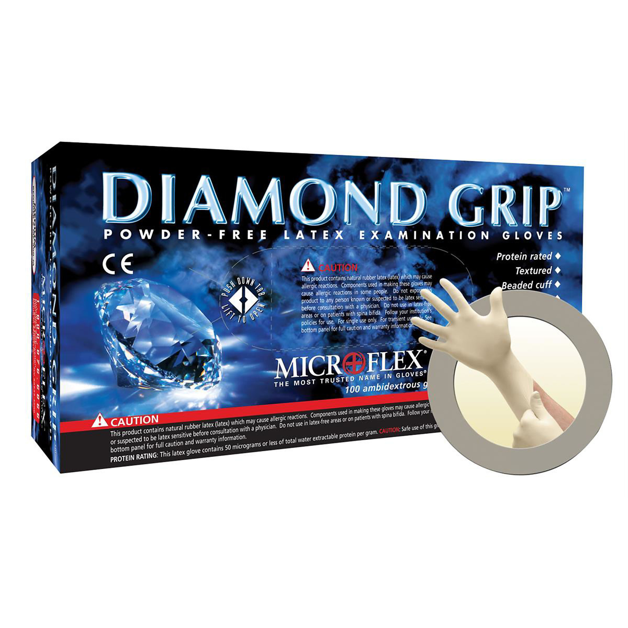 Microflex DIAMOND GRIP PF LATEX GLOVES LARGE 100PK